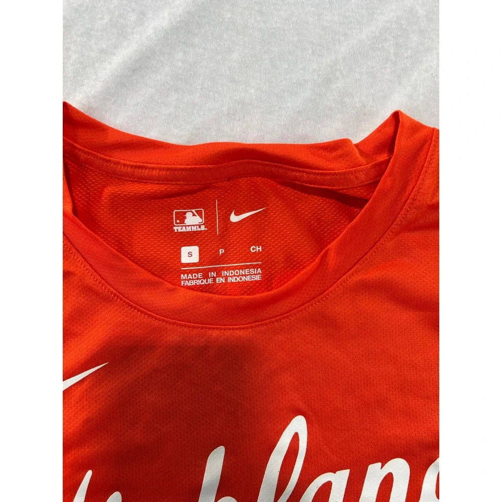 Nike Team MLB Highland Softball T-Shirt Orange Mens Small Short Sleeve #11 RBI